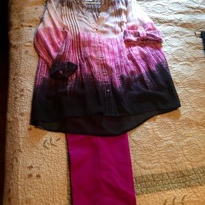 Magenta pants and top